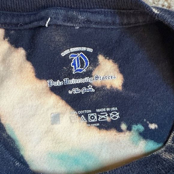 Duke University Stores Navy & Cream Tie Dye “DUKE” Cropped T-Shirt.  Size Medium - Picture 2 of 7